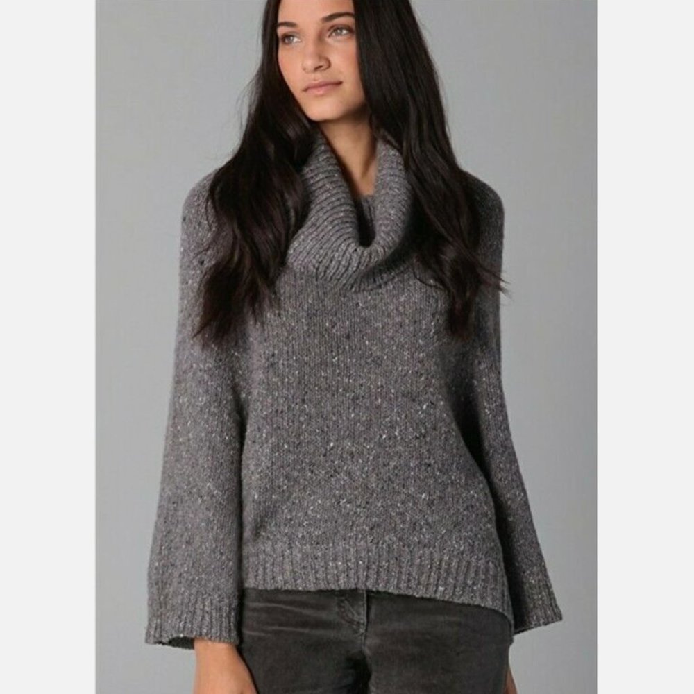 Theory Jufina Granito Gray wool Cashmere Pullover Women's Sweater Sz S